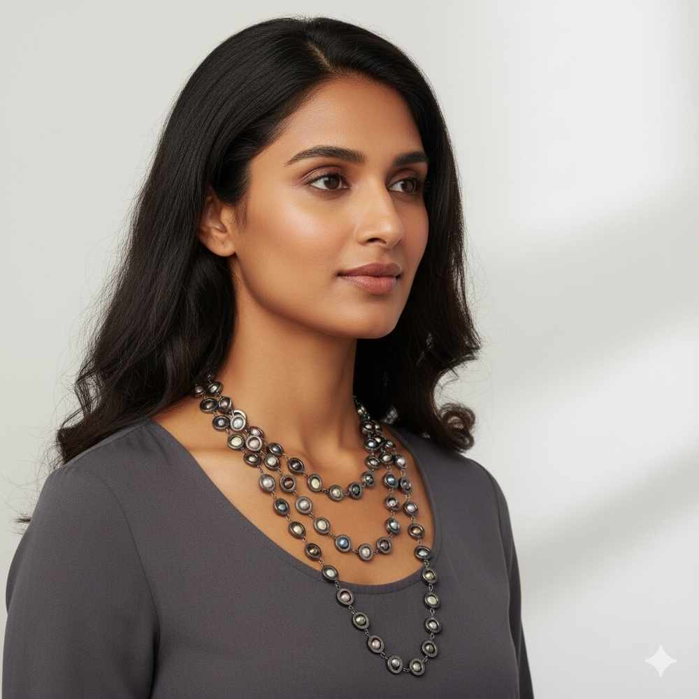 Multicolored Pearl Station Necklace